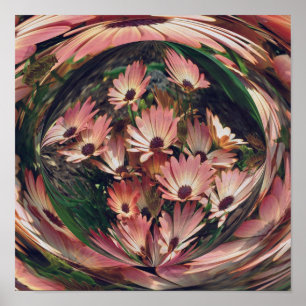Poster Pink Daisy Energies Floral Art Abstrait