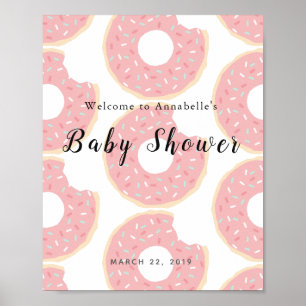 Poster Pink Donut Baby Shower Welcome Sign