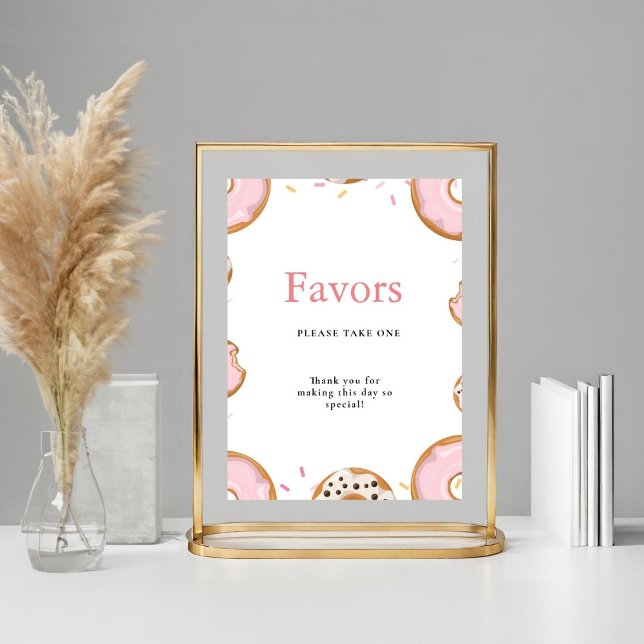 Poster Pink Donut SPrinkles Faveurs Baby shower Signal (Créateur téléchargé)