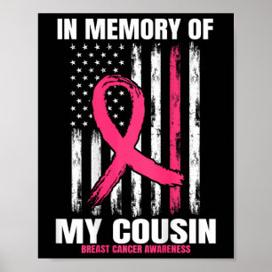 Poster Pink En Mémoire De Cousin Cancer Du Sein Drapeau G