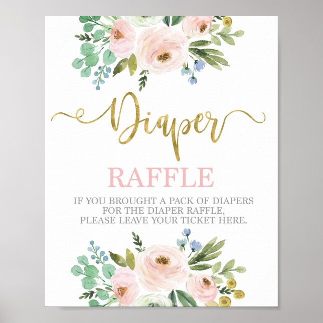 Poster Pink et verdure clair Diaper Raffle signe (Devant)