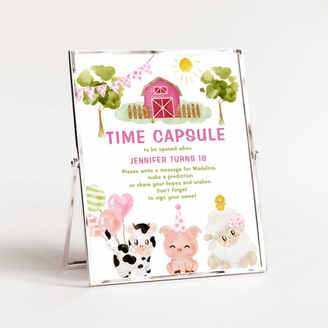 Poster Pink Farm animaux fête anniversaire Time capsule (Créateur téléchargé)