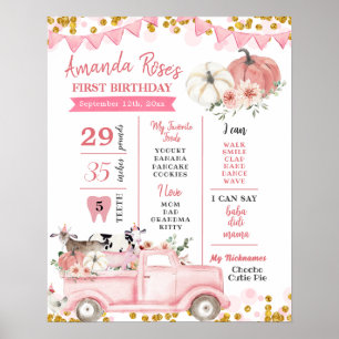 Poster Pink Farm Citrouille Camion Voyage d'anniversaire
