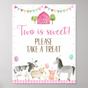 Poster Pink Farm Two est Sweet Birthday Treat Sign