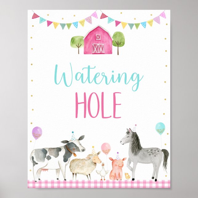 Poster Pink Farm Waters Hole Signal d'anniversaire (Devant)