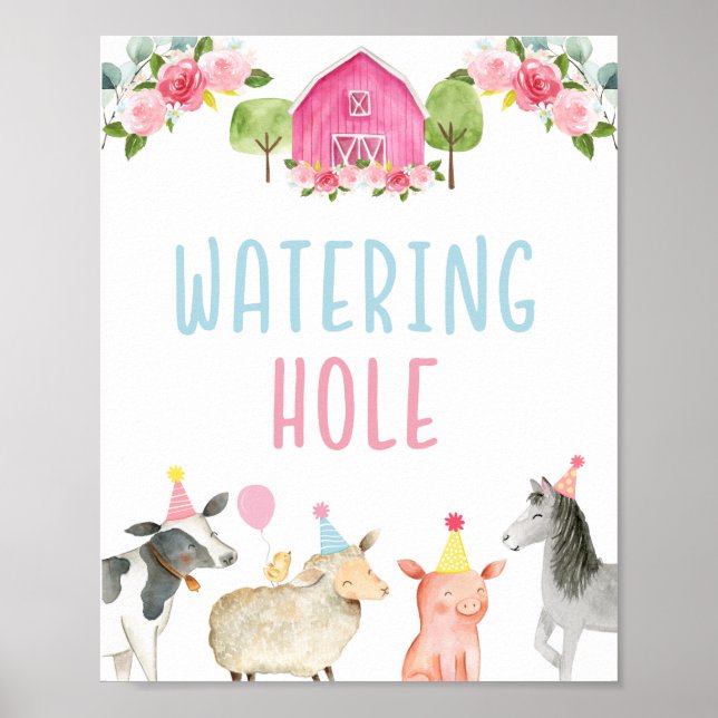 Poster Pink Farm Waters Hole Signal d'anniversaire (Devant)