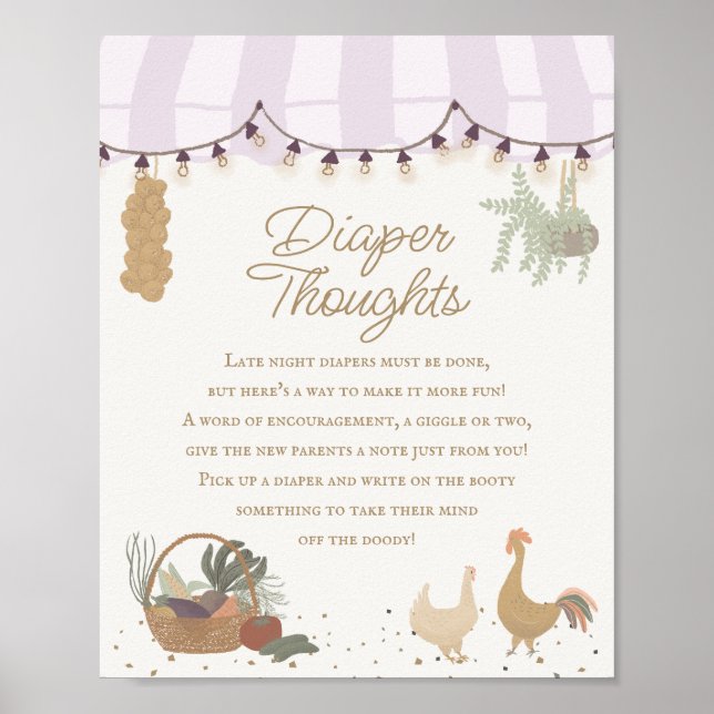 Poster Pink Farmers Market Farm Fresh Diaper Thoughts (Devant)