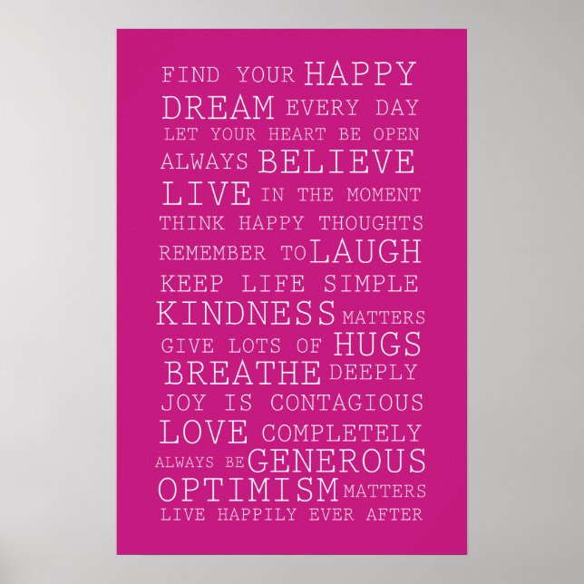 Poster Pink Find Your Happy Inspirational Quotes (Devant)