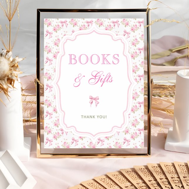 Poster Pink Floral Bow Low Shack Livres et Cadeaux (Créateur téléchargé)