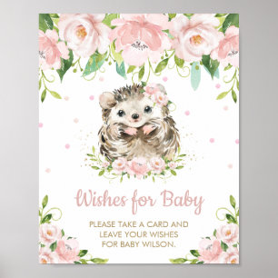 Poster Pink Floral Hérisson Woodland Wives for Baby Sign
