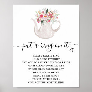 Poster Pink Floral Mettez une bague sur la Fête des marié
