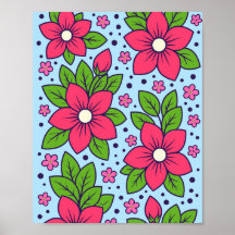 Pink Florals with Bold Petals and Green Leaves