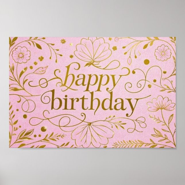 Poster Pink Gold anniversaire luxueux élégant extravagant (Devant)