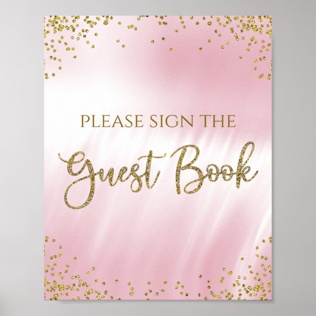 Poster Pink Gold Baby shower Invité Panneau de la table d (Devant)