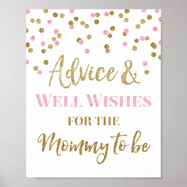 Poster Pink Gold Confetti Conseils pour Maman pour être G (Devant)