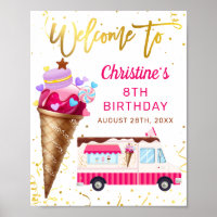 Pink Gold Crème Camion Fête d'anniversaire Bienven