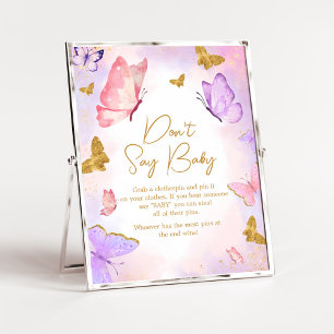 Poster Pink Gold Purple Butterfly Ne pas dire bébé