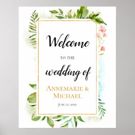 Poster Pink Gold Vert "Bienvenue Au Mariage De" Signal