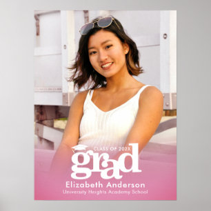 Poster Pink Graduation Photo Bold Typographie Minimaliste