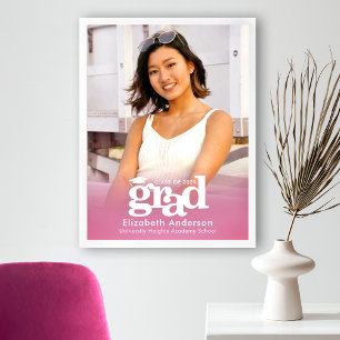 Poster Pink Graduation Photo Bold Typographie Minimaliste