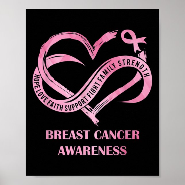 Poster Pink Heart Hope Love Faith Cancer du sein Sensibil (Devant)