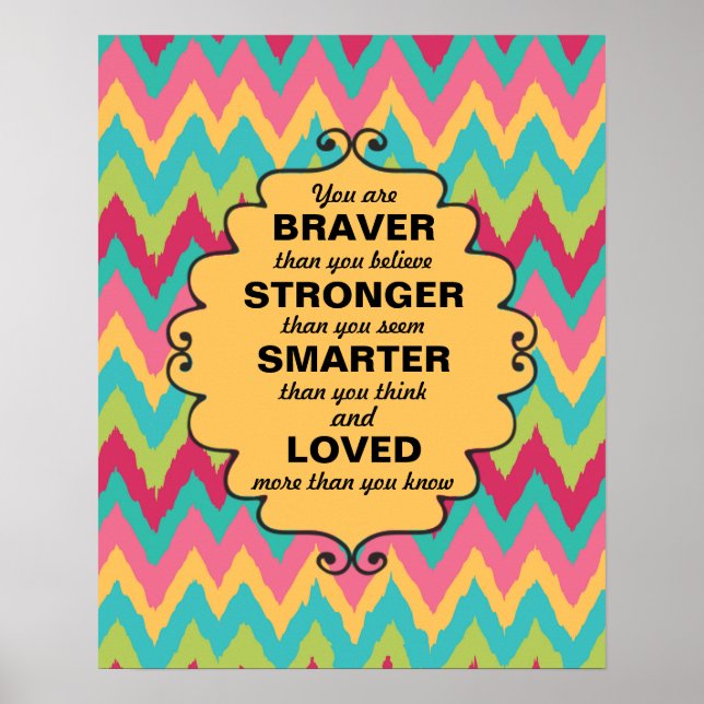 Poster Pink jaune Turquoise Vert Chevron Encouragement (Devant)