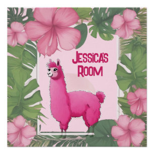 Poster Pink Joyeux Lama souriant