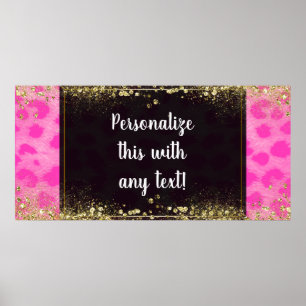 Poster Pink Leopard Cheetah Imprimer Bannière Parties sci