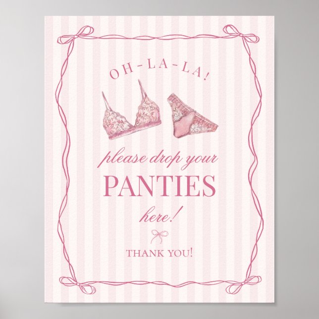 Poster Pink Lingerie Bachelorette Panties Please Sign (Devant)