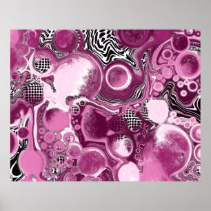 Poster Pink, Magenta et Black Fluid Art Pour Peinture