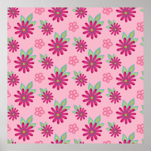 Poster Pink marguerite florale sans couture patternart, b