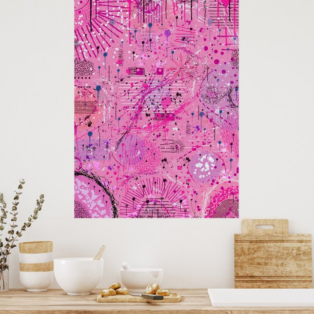 Poster Pink Maximalist Abstract: Raspberry Sundae (Cuisine)