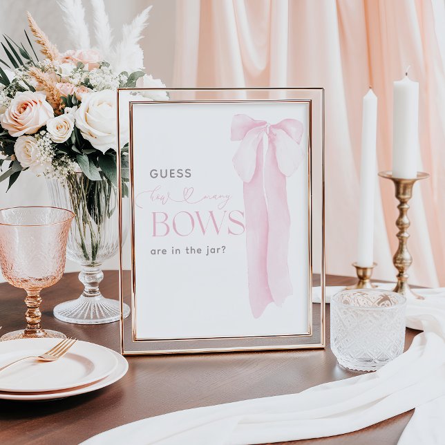 Poster Pink Minimal Girl Baby shower Guess Bows (Créateur téléchargé)