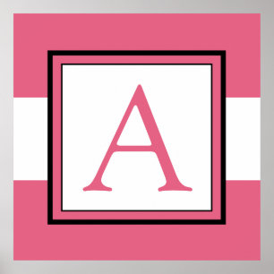 Poster Pink Monogram Initial Girl's Room Decor