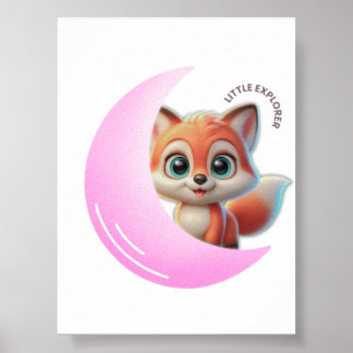 Poster Pink Moon Fox Wall Art