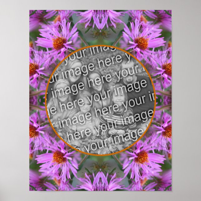 Poster Pink New England Aster Flowers Ajouter Votre Photo (Devant)