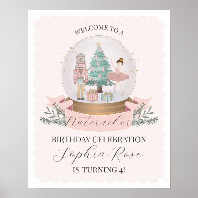 Poster Pink Nutcracker Ballet anniversaire bienvenue (Devant)