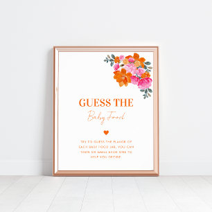 Poster Pink Orange Guess the Baby Food Baby shower Pannea