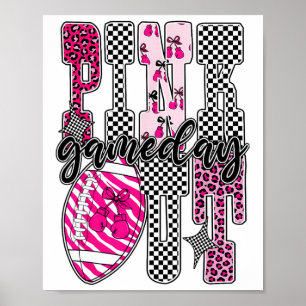 Poster Pink Out Footbyll Jour À damiers cancer du sein