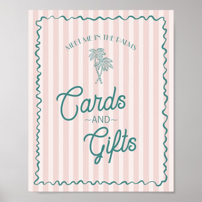 Poster Pink Palm Springs Pastel Beach Cartes & Cadeaux (Devant)