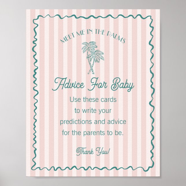 Poster Pink Palm Springs Pastel Beach Conseil pour bébé (Devant)