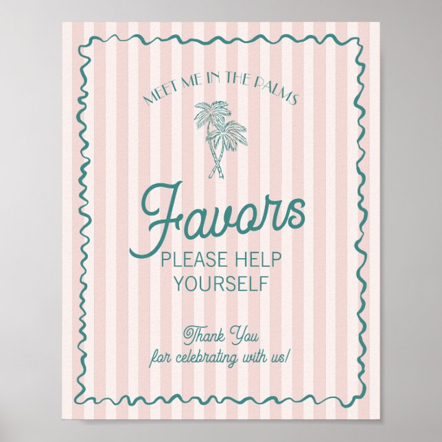 Poster Pink Palm Springs Pastel Beach Faveurs (Devant)