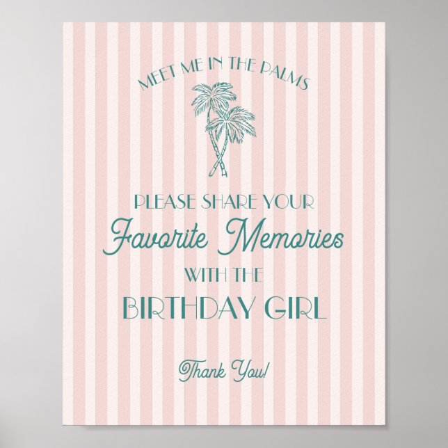 Poster Pink Palm Springs Souvenirs favoris avec anniversa (Devant)