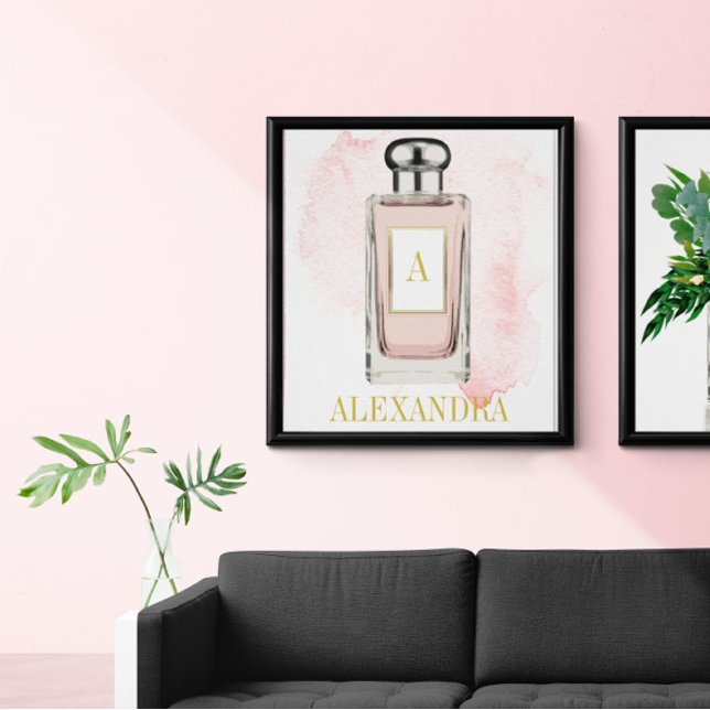 Poster Pink Parfum Bouteille Chic Monogramme Personnel (Créateur téléchargé)