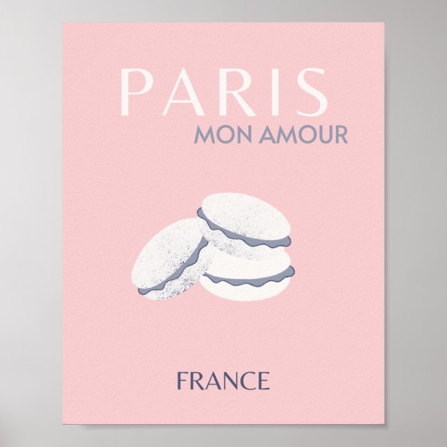 Poster Pink Paris Travel Art Pastel Preppy Macarons (Devant)