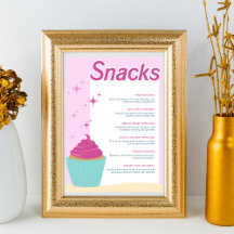 Pink Party Cupcake Sweet Snacks Menu