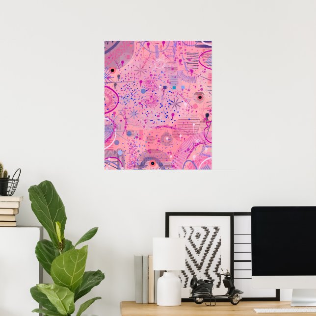Poster Pink Party Maximalist Art (Bureau à domicile)