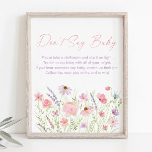 Poster Pink Pastel Fleur sauvage ne pas dire Baby Game