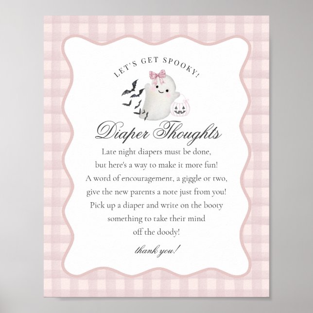 Poster Pink Pastel Little Boo Ghost Diaper Pensées (Devant)