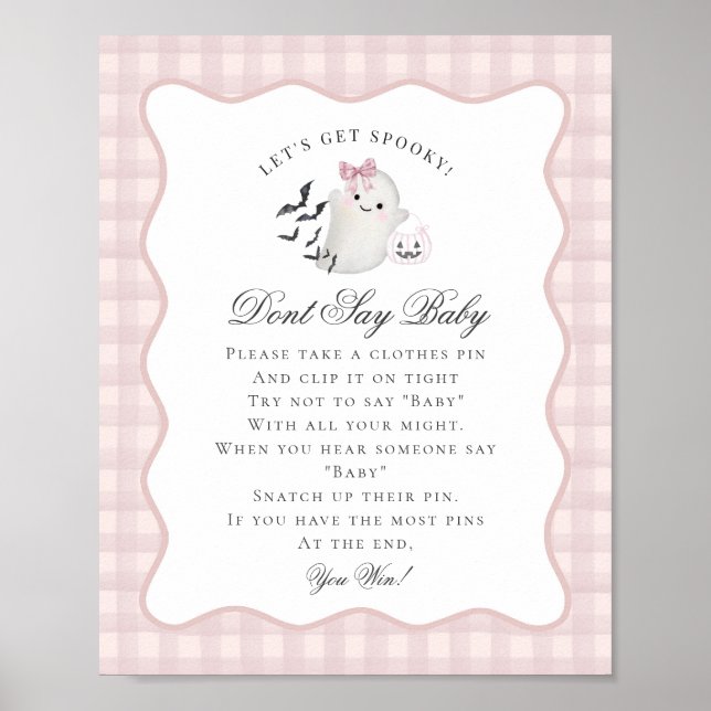 Poster Pink Pastel Little Boo Ghost Ne Dit Pas Baby Game (Devant)